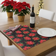 Multi Poinsettia Plastic Christmas Placemat Set of 12 – Holiday Table Decor