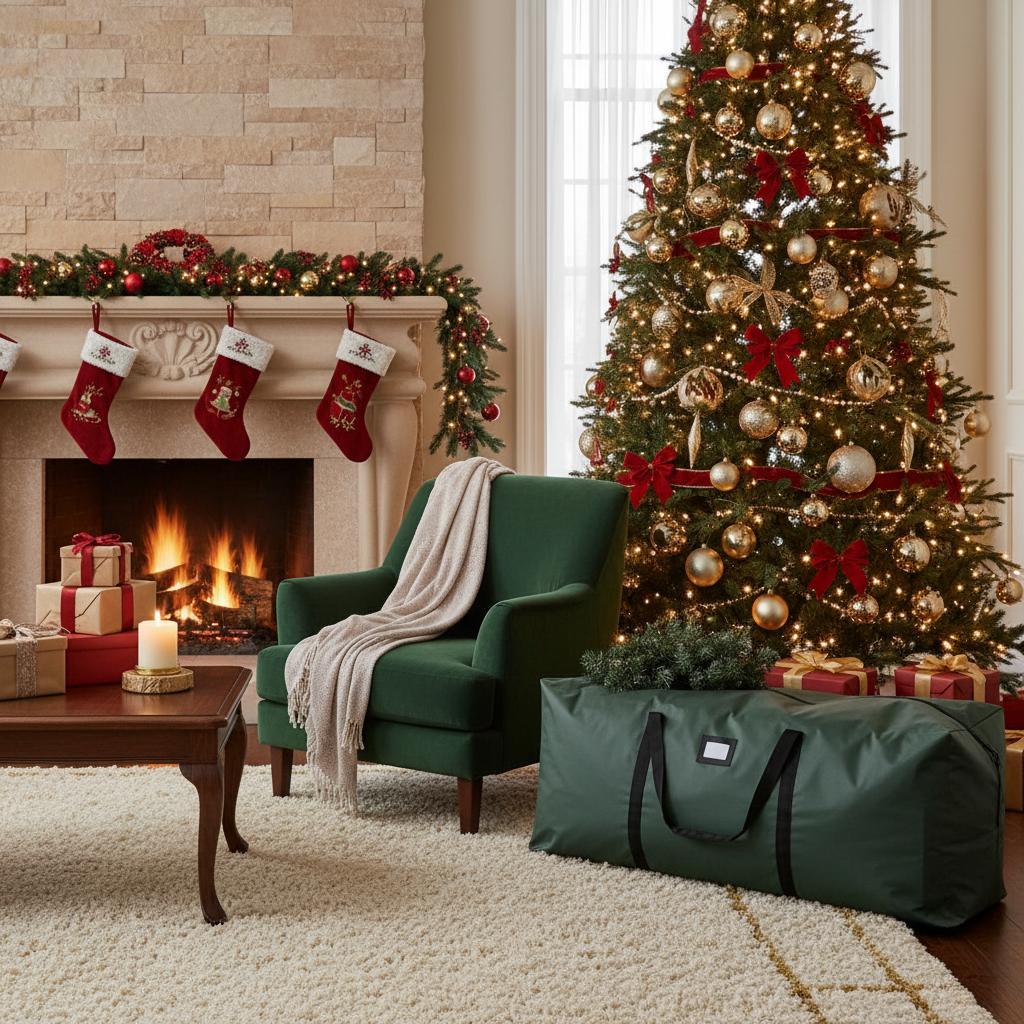 4' Green Christmas Tree Storage Bag – Holiday Decor Organizer
