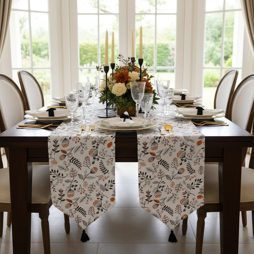 Cotton Table Runner Persimmon 54 Inch Decorative Dining Runner - Set of 2