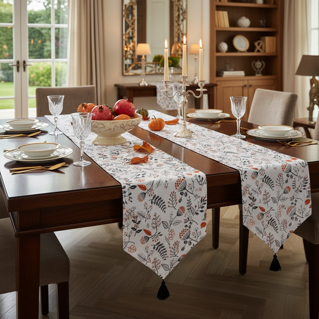 Cotton Table Runner Persimmon 54 Inch Decorative Dining Runner - Set of 2
