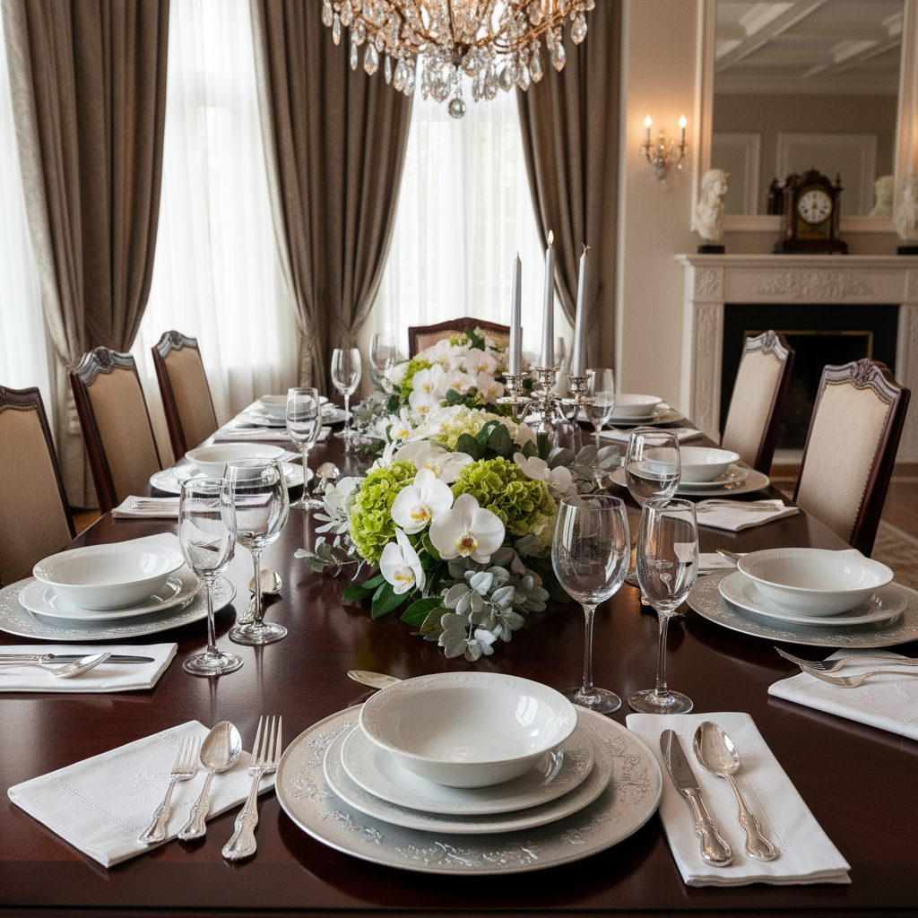 Silver Ivy Design Charger Plate – 13", Set of 6, Elegant Table Décor