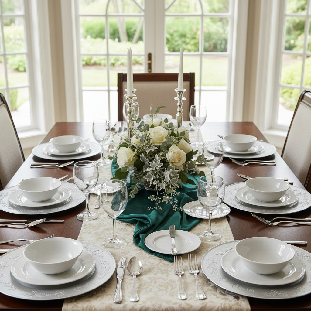 Silver Ivy Design Charger Plate – 13", Set of 6, Elegant Table Décor