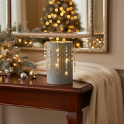 Christmas LED White Glass Stand Dangling Garland 6 Inch, Holiday Home Decor, Festive Accent