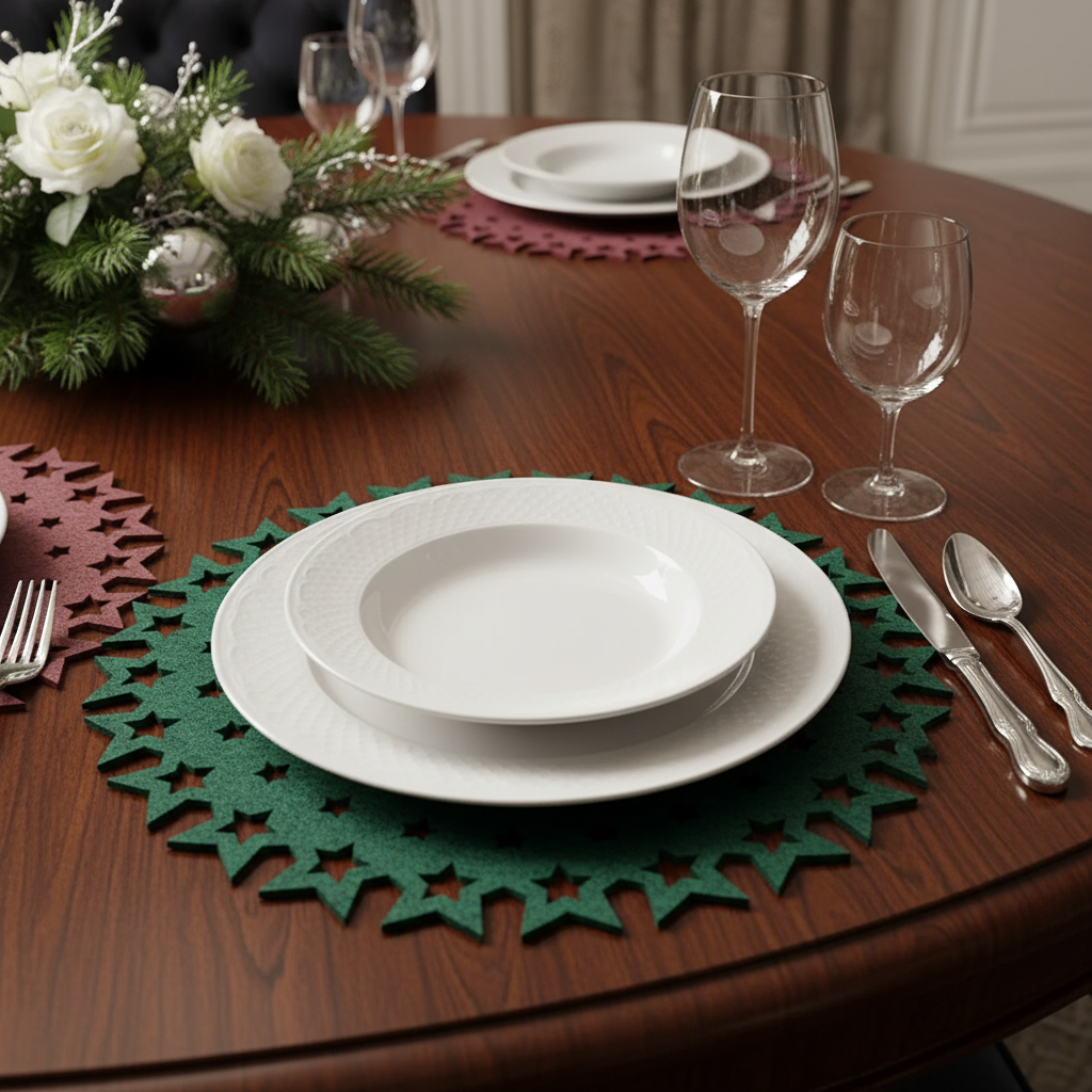 Felt Christmas Placemat Set of 12 – Holiday Table Decor