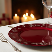 Red Snowflake Charger Plate – 13", Set of 6, Festive Dining