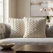 Monica Braided Cushion Ivory Set Of 2, 18 X 18 Inch, Decorative Throw Pillow