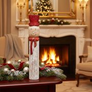 Christmas Nilgiri Wood Snowman With Top Hat Totem Pole, Holiday Decoration, Festive Accent