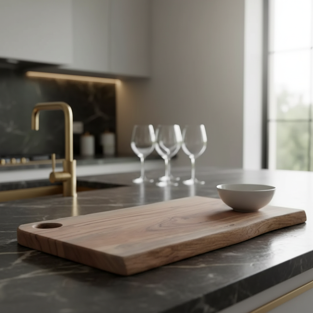 Custom Acacia Wood Live Edge Serving Board With Round Handle, Charcuterie Board, Serving Platter