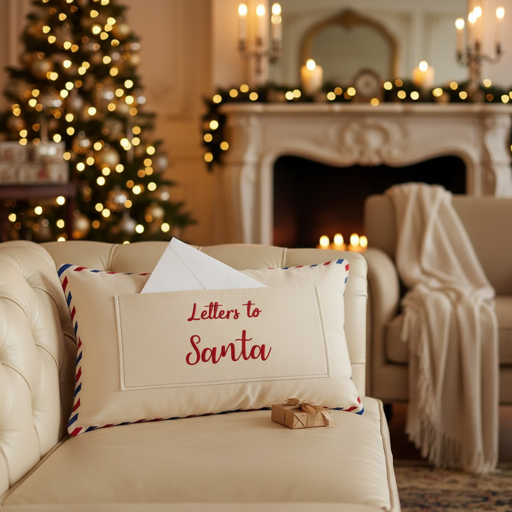 Letters To Santa Decorative Cushion Christmas Holiday Throw Pillow