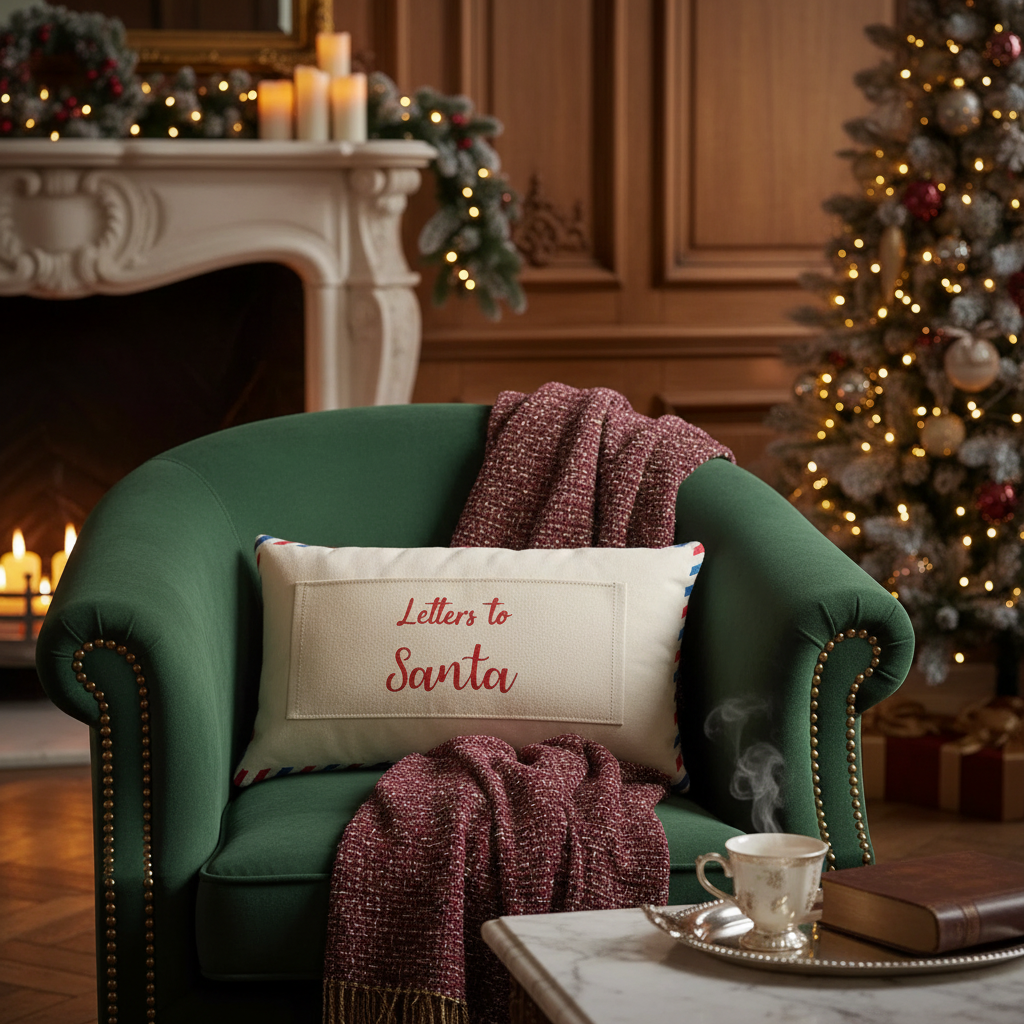 Letters To Santa Decorative Cushion Christmas Holiday Throw Pillow