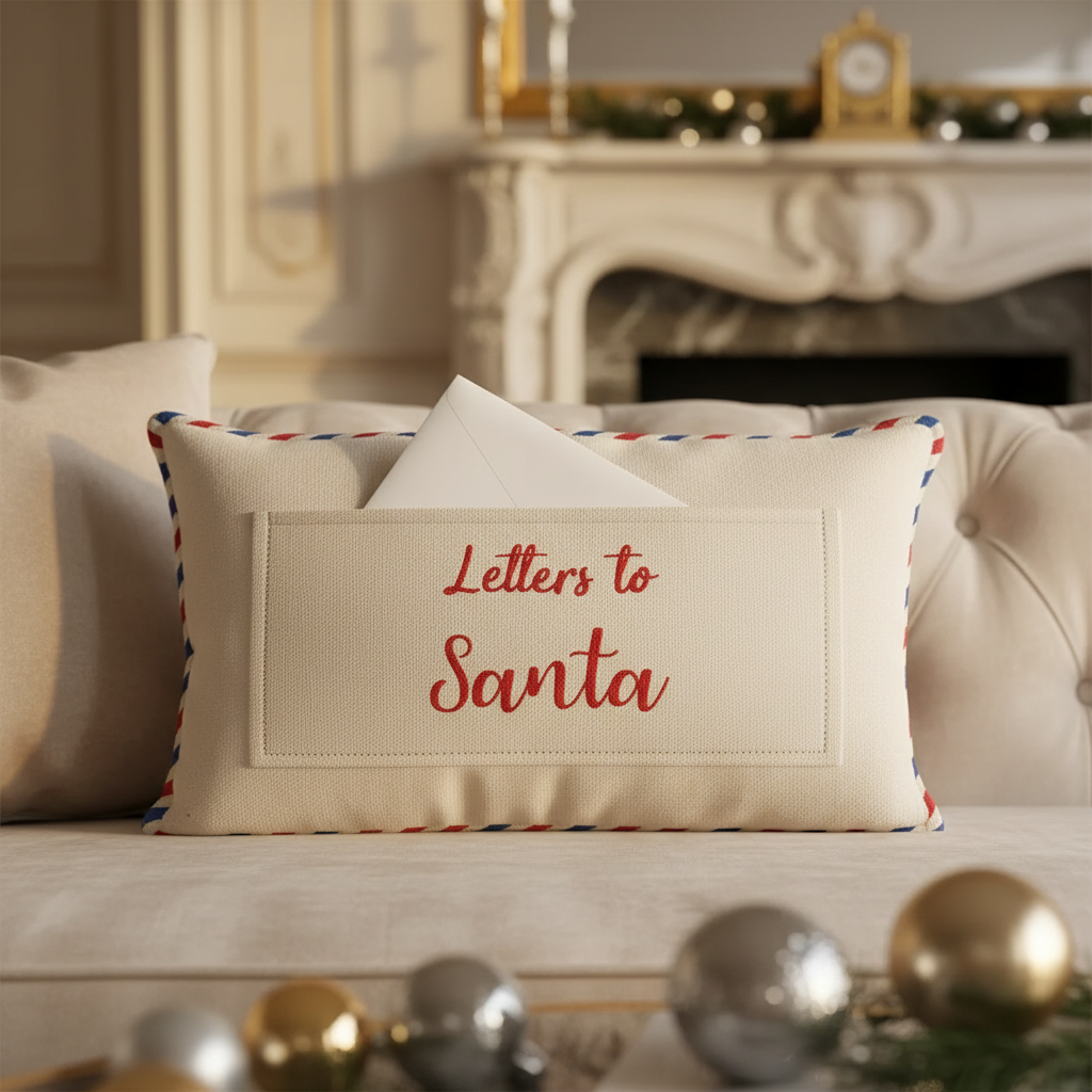 Letters To Santa Decorative Cushion Christmas Holiday Throw Pillow