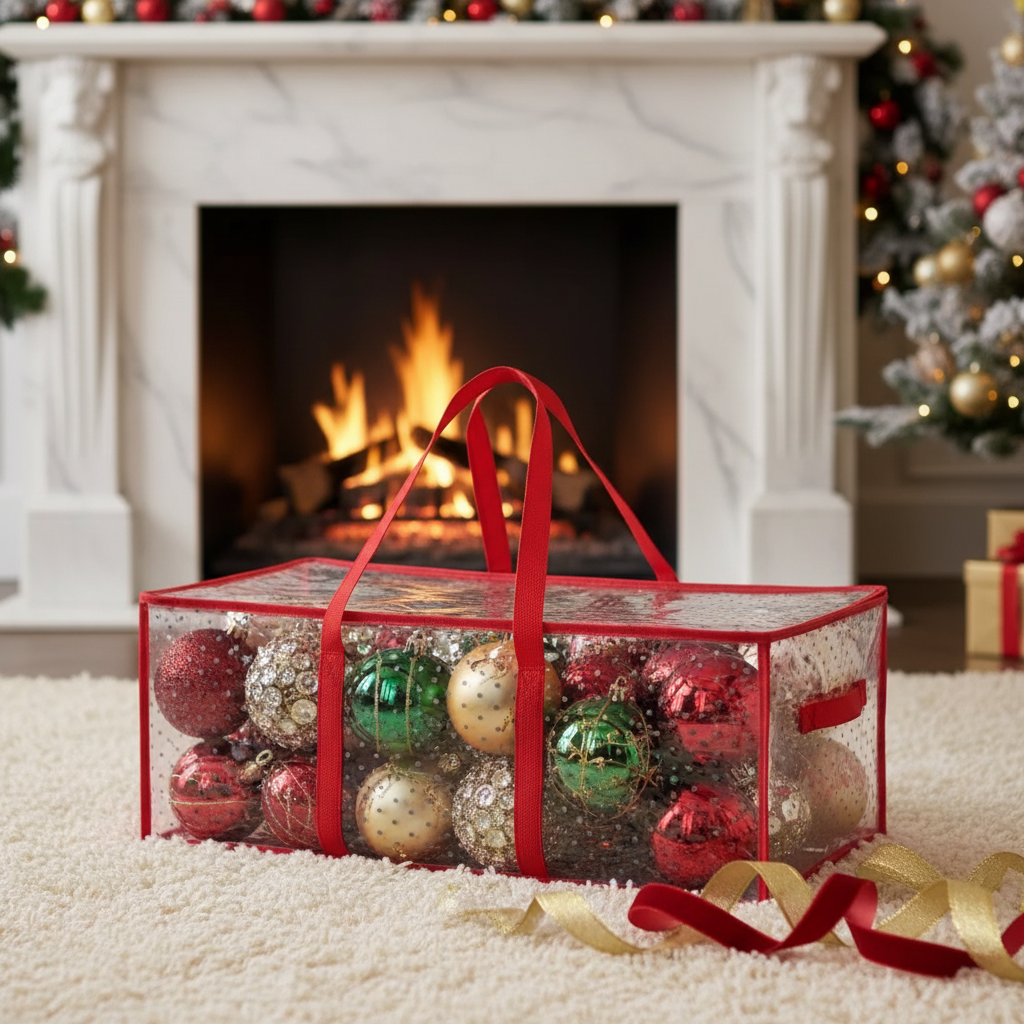 Christmas Ornament Storage Box – Holiday Decor Organizer