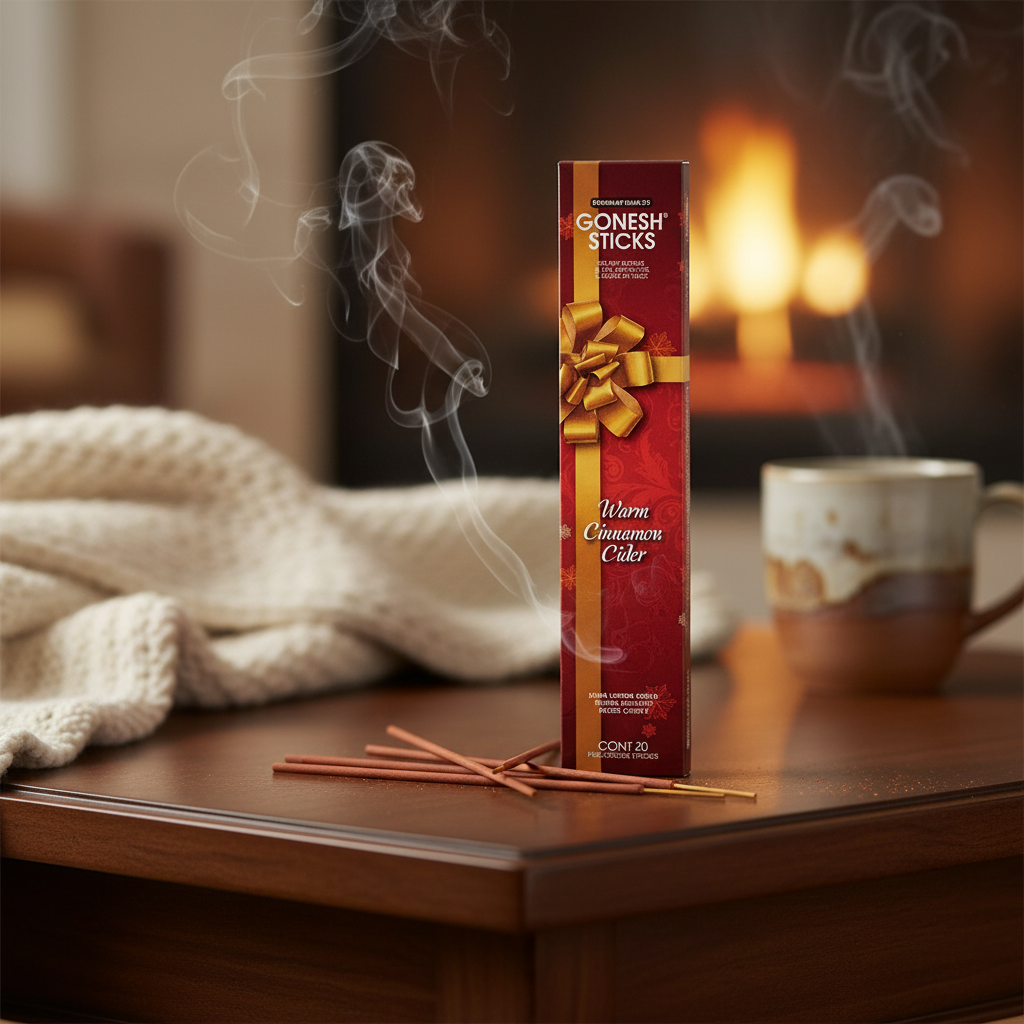Gonesh Warm Cinnamon Cider Incense Sticks 20-Pack – Aromatherapy, Cozy Home Fragrance – Set of 8
