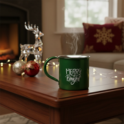Christmas Stainless Steel Mug Merry & Bright Set Of 2, Holiday Drinkware, Festive Tableware
