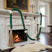 Dual Wood Bead Garland Green Christmas Tree Decorative Garland