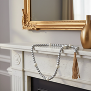 Dual Wood Bead Garland Silver Decorative Holiday Tree Garland