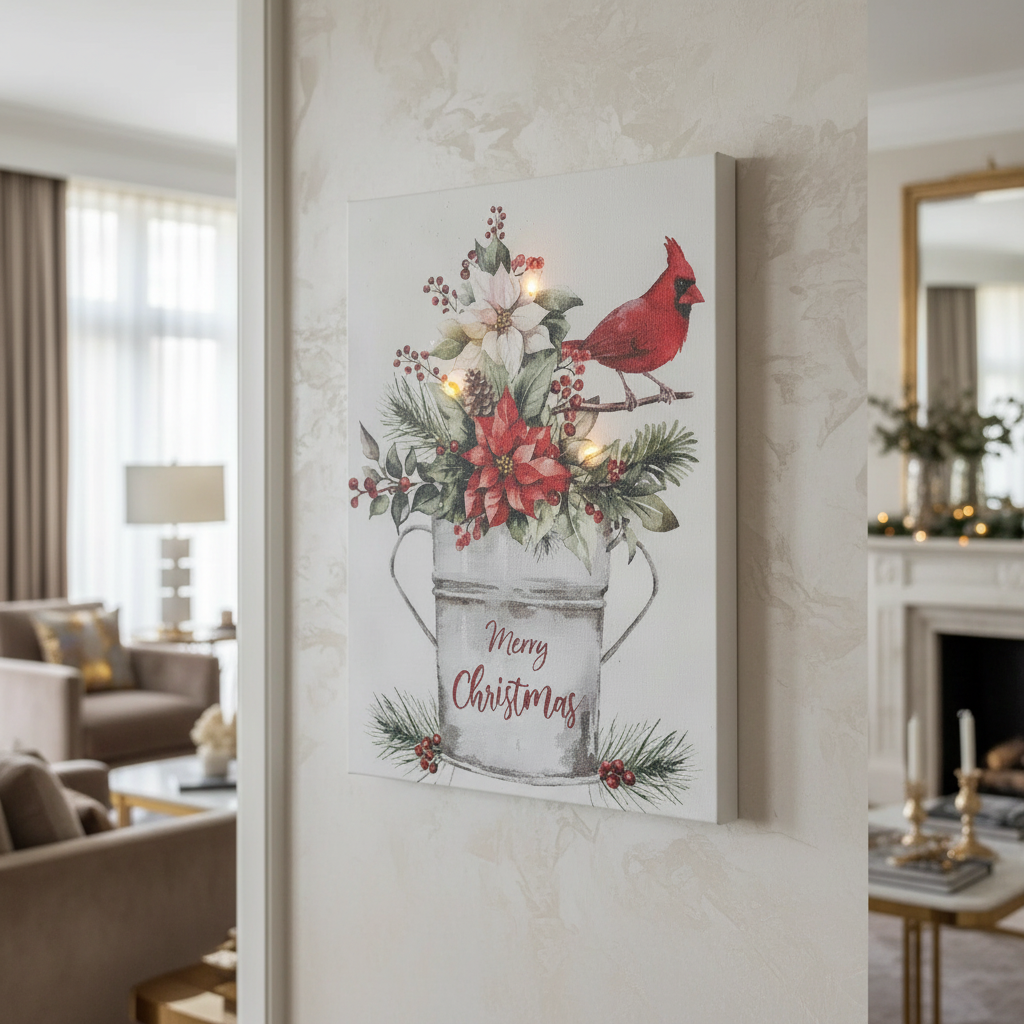 LED Canvas Wall Art Floral – Christmas Holiday Decor