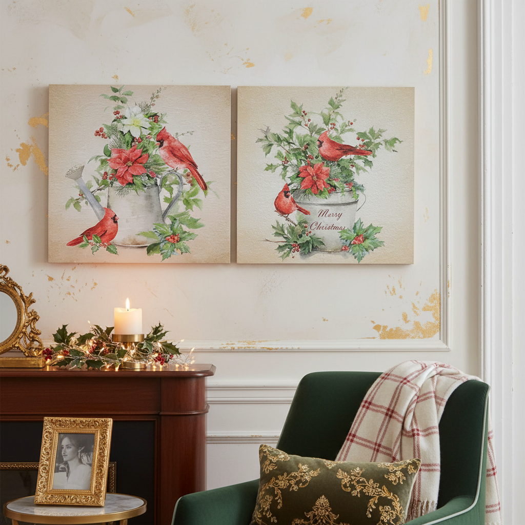 Wooden Cardinal Wall Art Set of 2 – Holiday Home Decoration