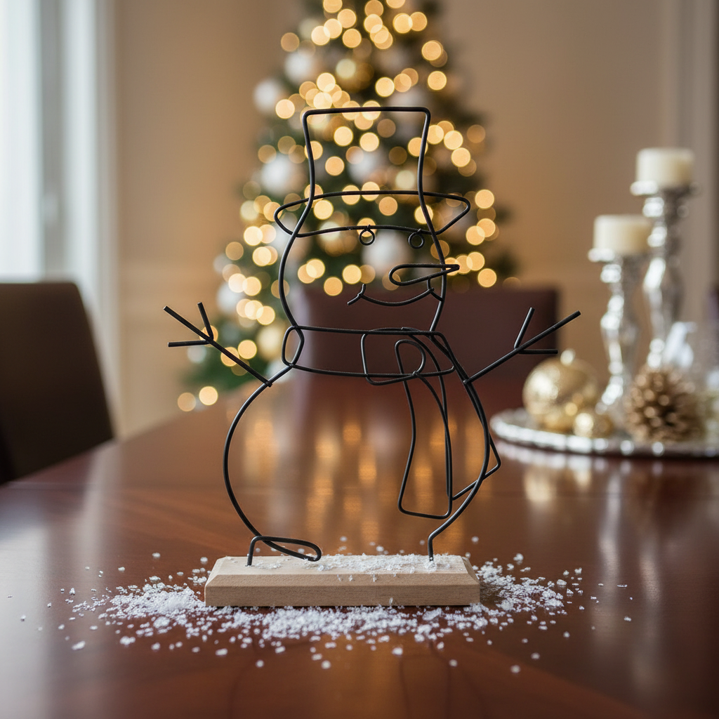 Large Wire Snowman Stand Christmas Decor – Holiday Table Decoration
