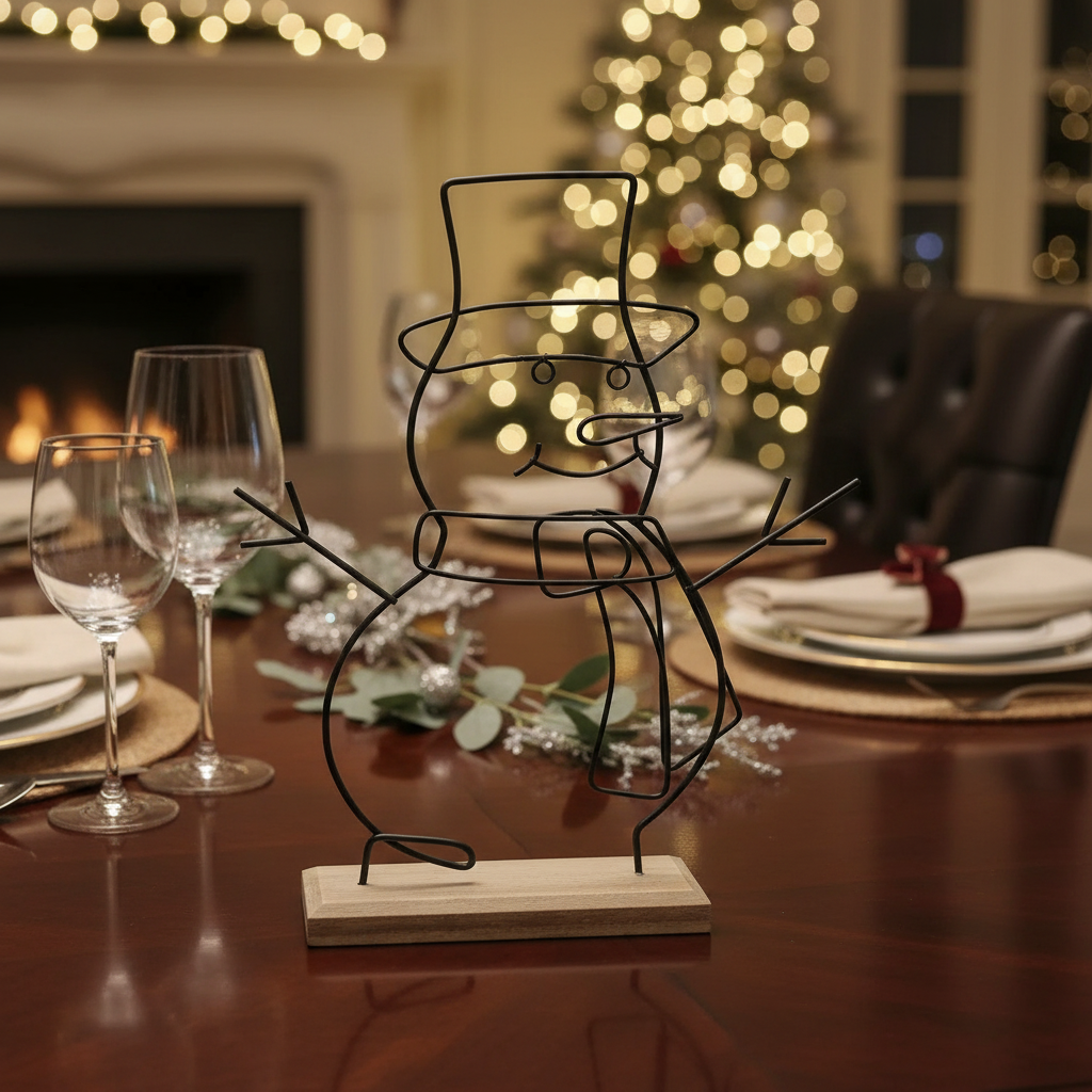 Large Wire Snowman Stand Christmas Decor – Holiday Table Decoration