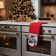 Christmas Double Oven Mitt Snowman Couple Set Of 2, Holiday Kitchen Gloves, Festive Cooking Accessory