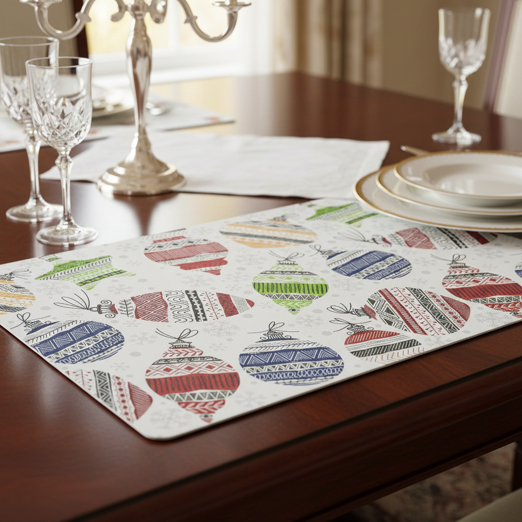 EVA Placemat Christmas Ornaments 12 X 18 Holiday Table Mats - Set of 12