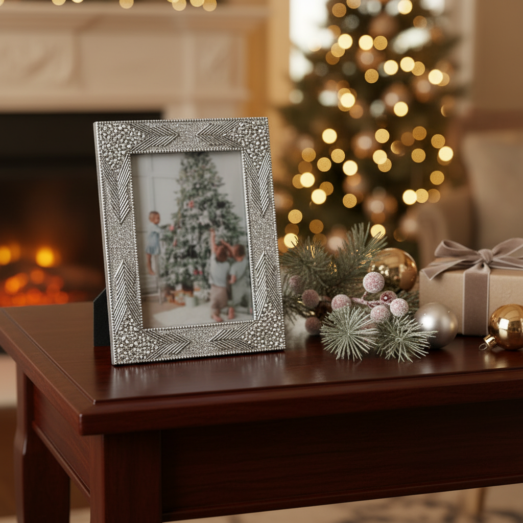 Christmas 4X6 Inch Photo Frame Arrow Glam, Holiday Picture Frame, Festive Home Decor