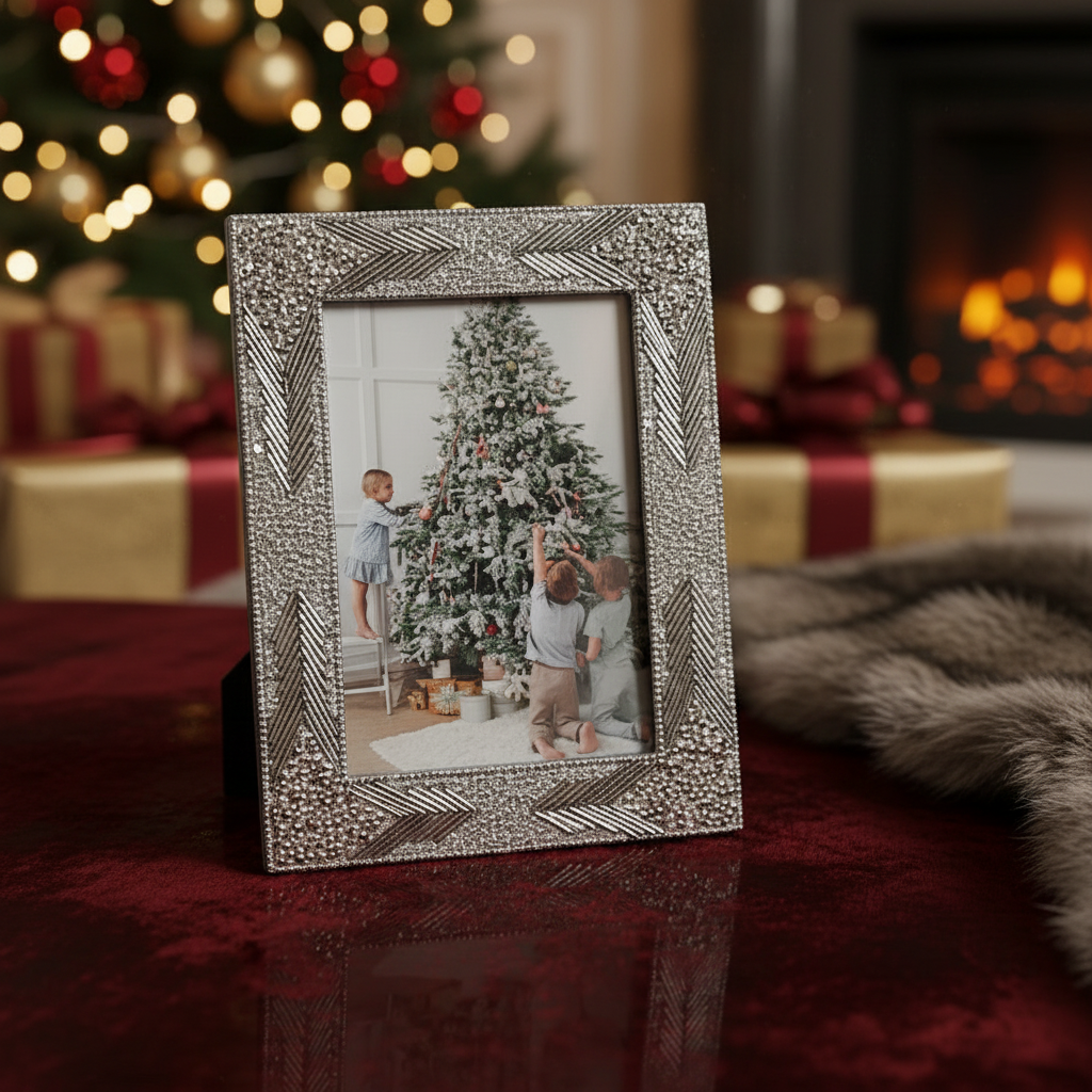 Christmas 5X7 Inch Photo Frame Arrow Glam, Holiday Picture Frame, Festive Home Decor