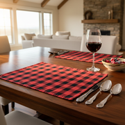 Buffalo Check Cotton Placemat – Farmhouse Style, Soft, Reusable – Set of 12