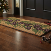 Christmas Coir Door Mat Pinecones 16x48 Inch, Holiday Entryway Mat, Festive Home Decor