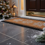 Christmas Coir Door Mat Snowflakes 16x48 Inch, Holiday Entryway Mat, Festive Home Decor