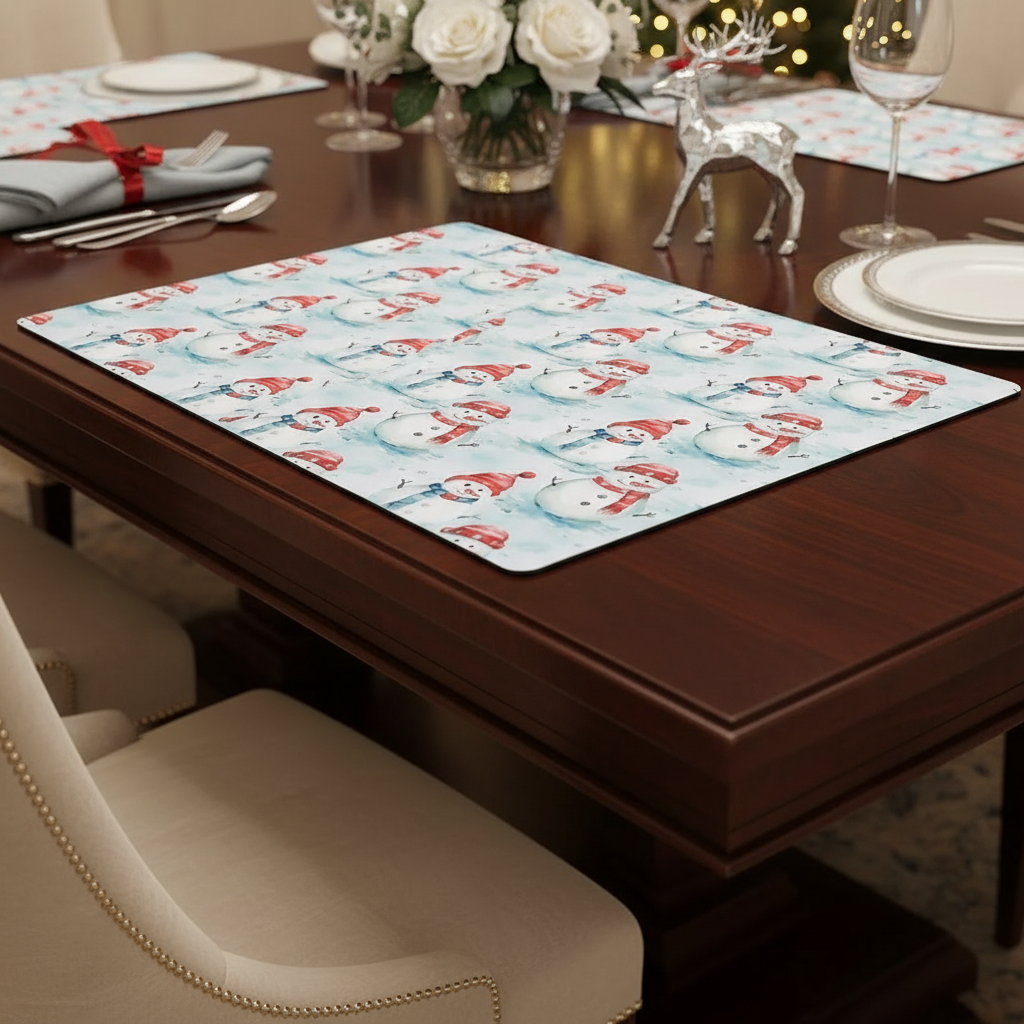 Multi Snowman Plastic Christmas Placemat Set of 12 – Holiday Table Decor