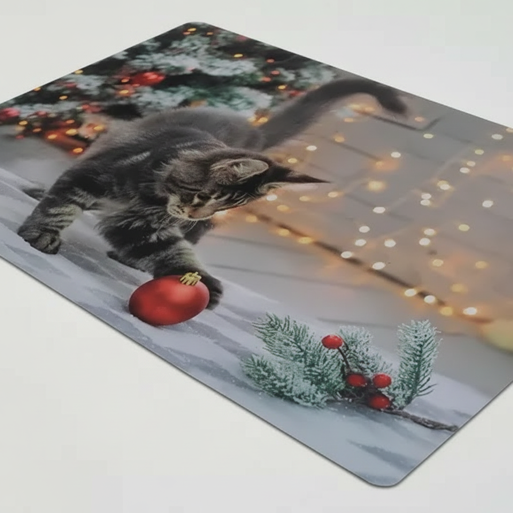 Playful Cat Plastic Christmas Placemat Set of 12 – Holiday Table Decor