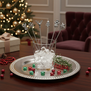 Christmas Set Of 6 Assorted Swizzle Sticks, Holiday Drink Accessories, Festive Party Decor