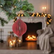 Red Folding Paper Ball Ornament Set of 12 – Holiday Tree Decoration