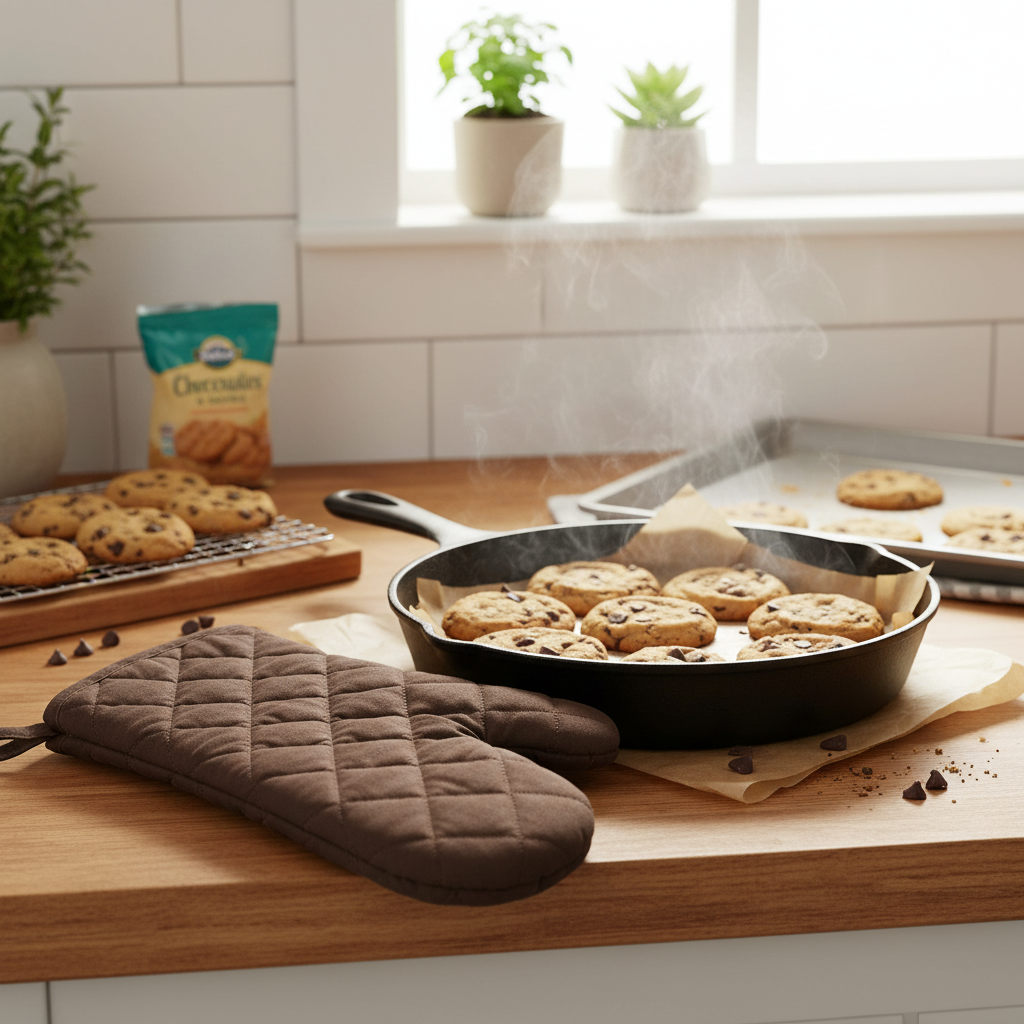 Chocolate Quilted Oven Mitt 7.5x13 Inch – Heat Resistant Kitchen Gloves – Set of 4