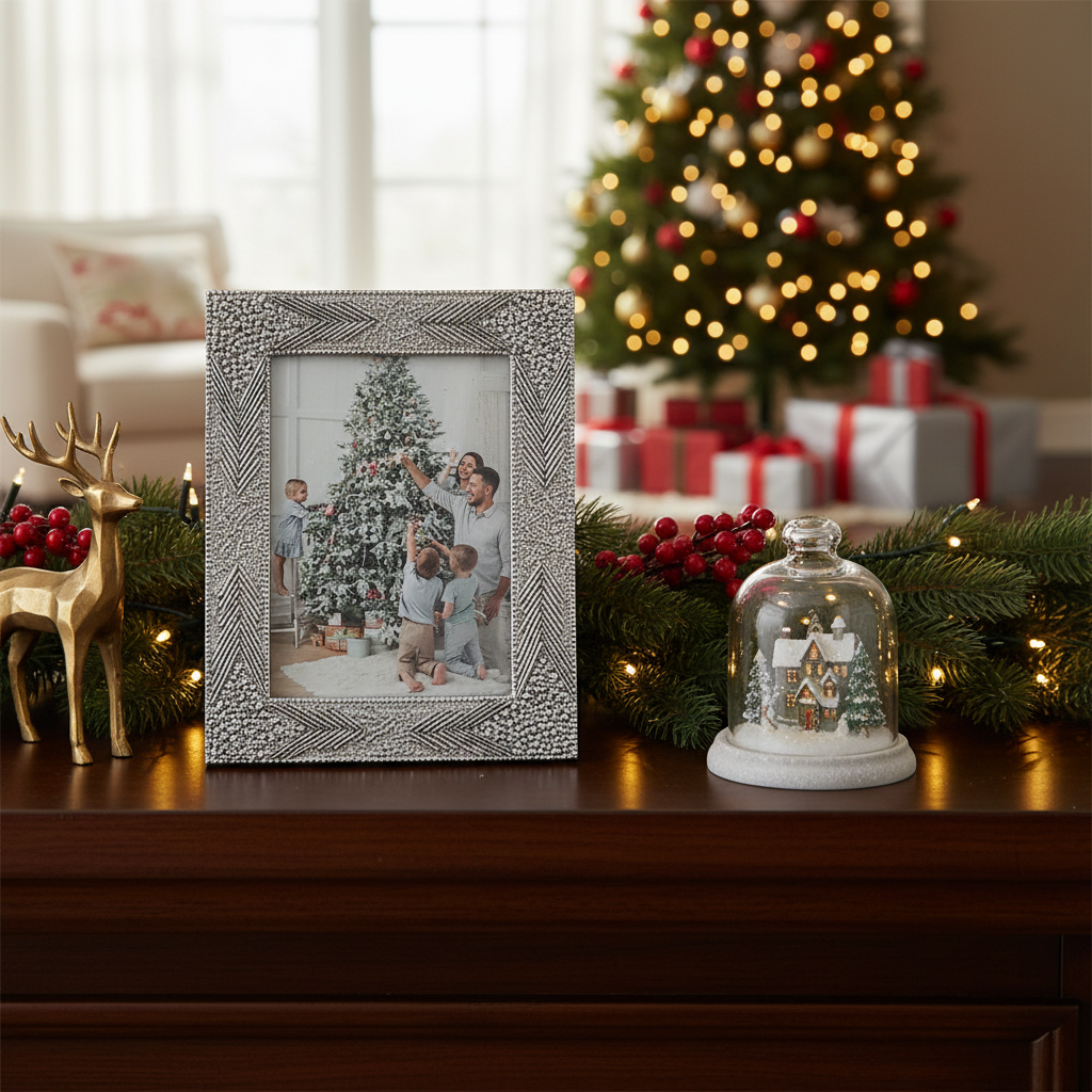 Christmas 4X6 Inch Photo Frame Arrow Glam, Holiday Picture Frame, Festive Home Decor