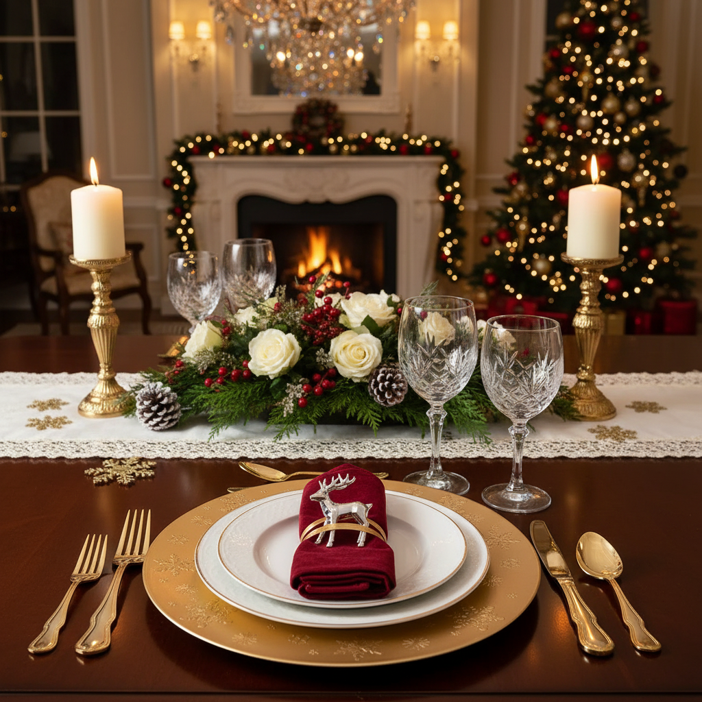 Gold Snowflake Charger Plate – 13", Set of 6, Holiday Table Setting