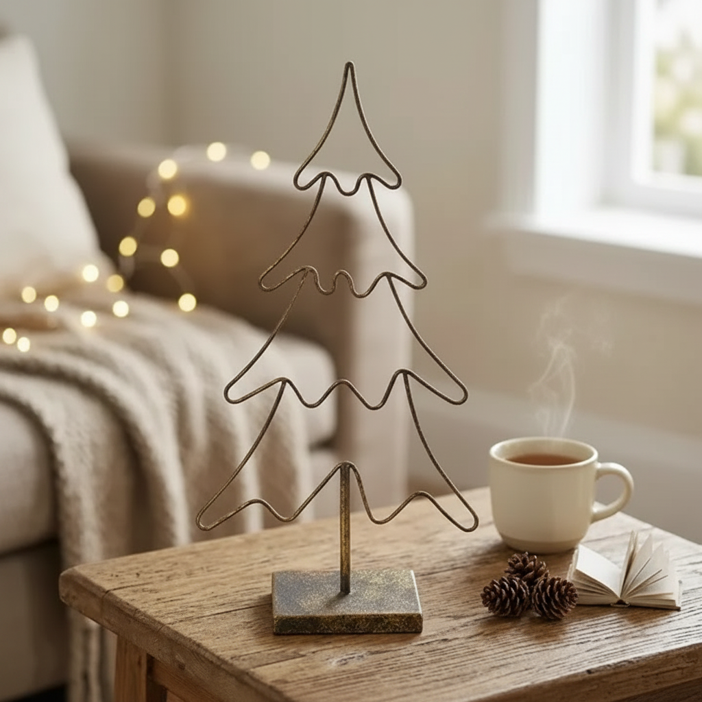 Large Wire Metal Christmas Tree – Holiday Table Decor