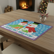 EVA Placemat Double Snowman 12 X 18 Holiday Dining Table Mats - Set of 12