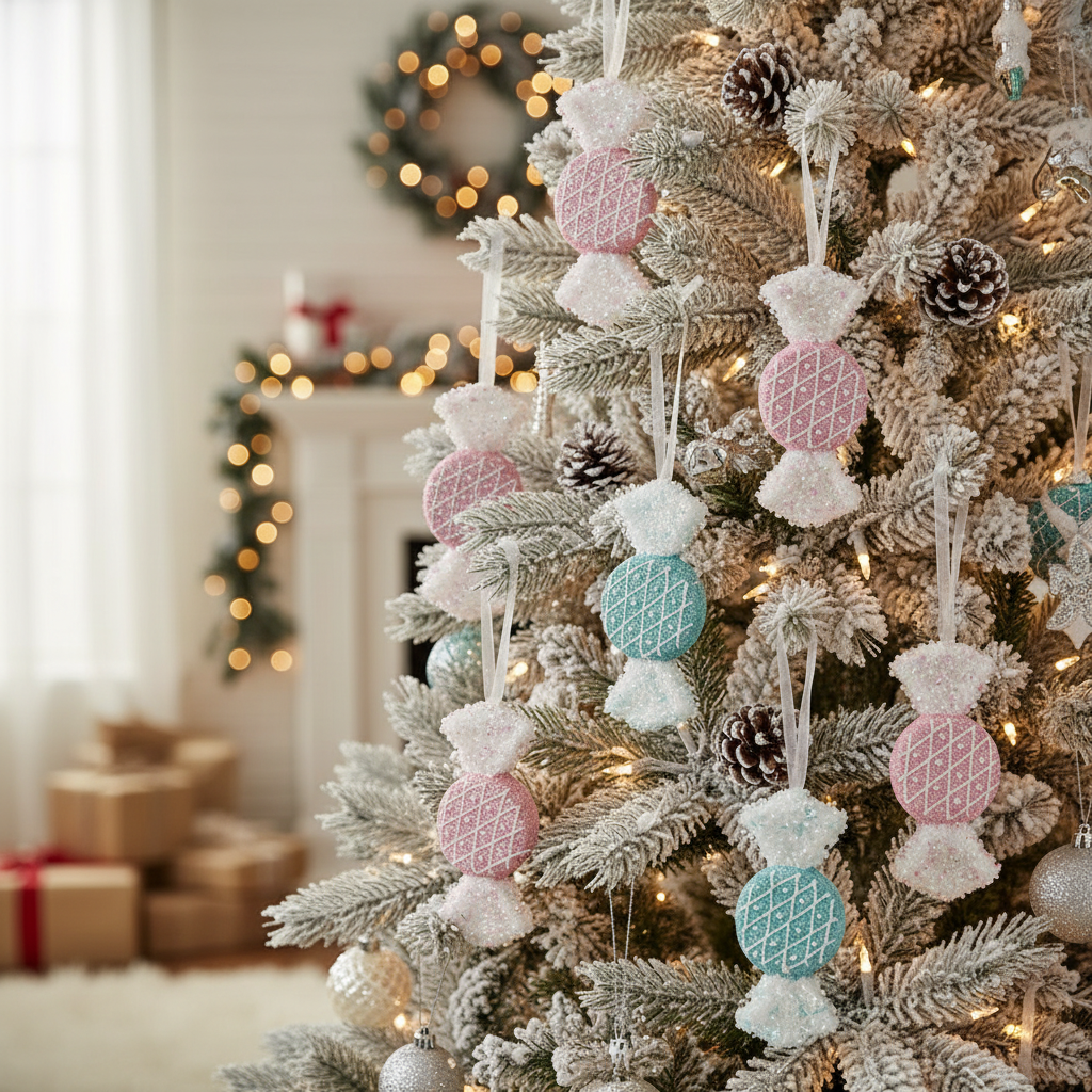 Candy-Shaped Christmas Ornament Set of 12 – Holiday Tree Decoration