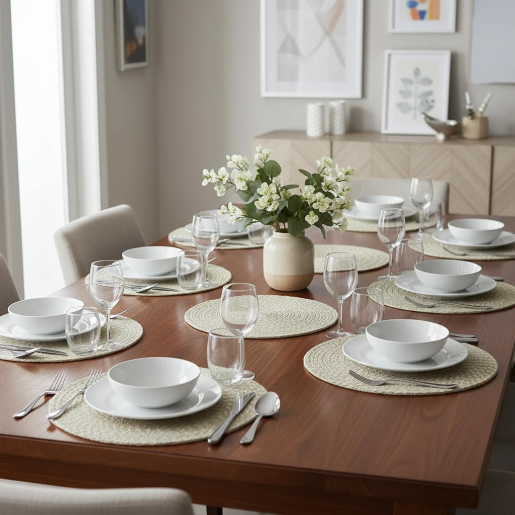 Wave Braided Round Placemat 15 X 15 Set Of 12, Dining Table Decoration