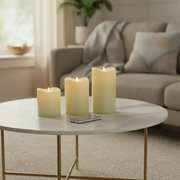 3-Piece LED Wave Top Unscented Ivory Candle Gift Set with Remote