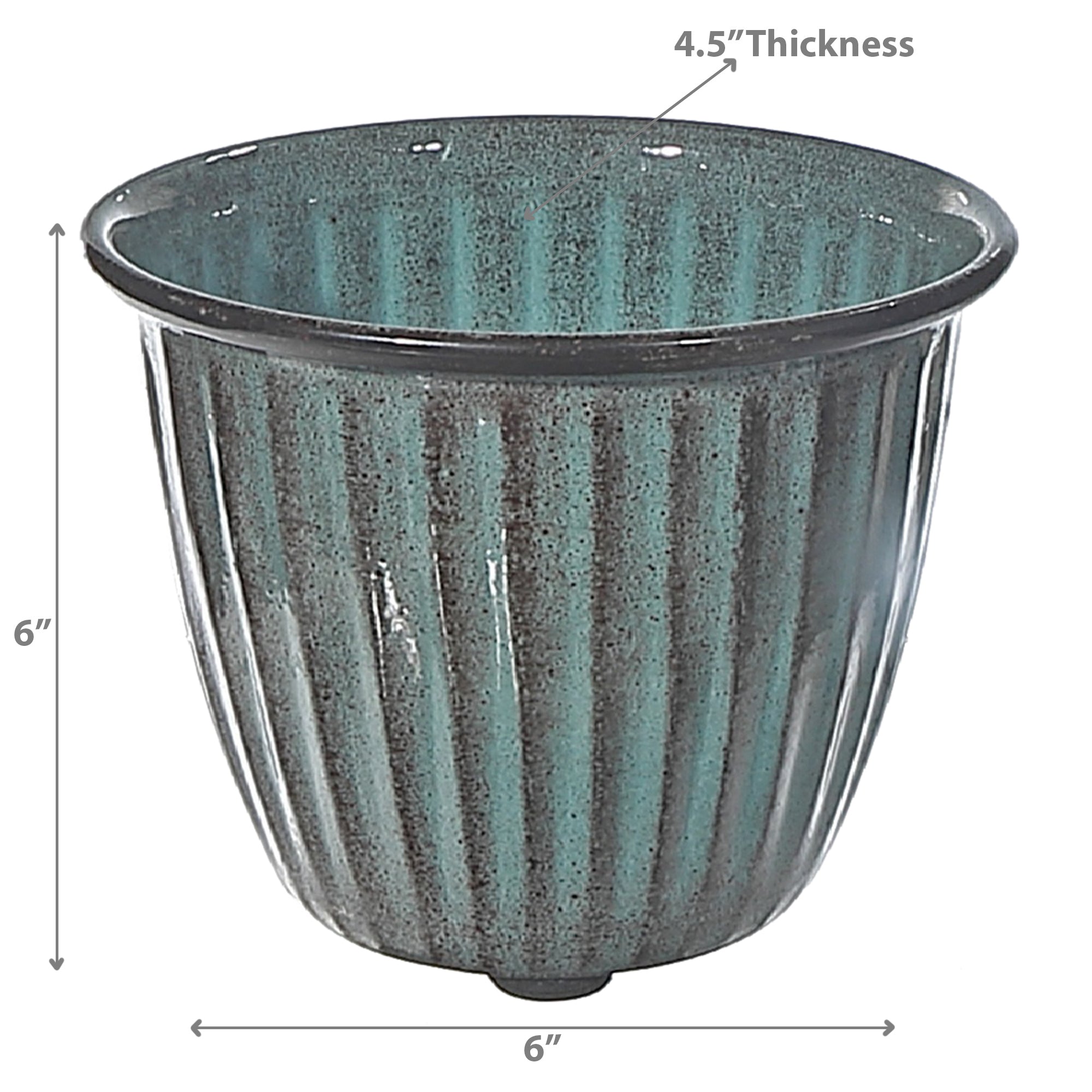 6 Inch Rustic Leaf Round Planter, Farmhouse Indoor Plant Pot, Decorative Flower Container, Set of 2