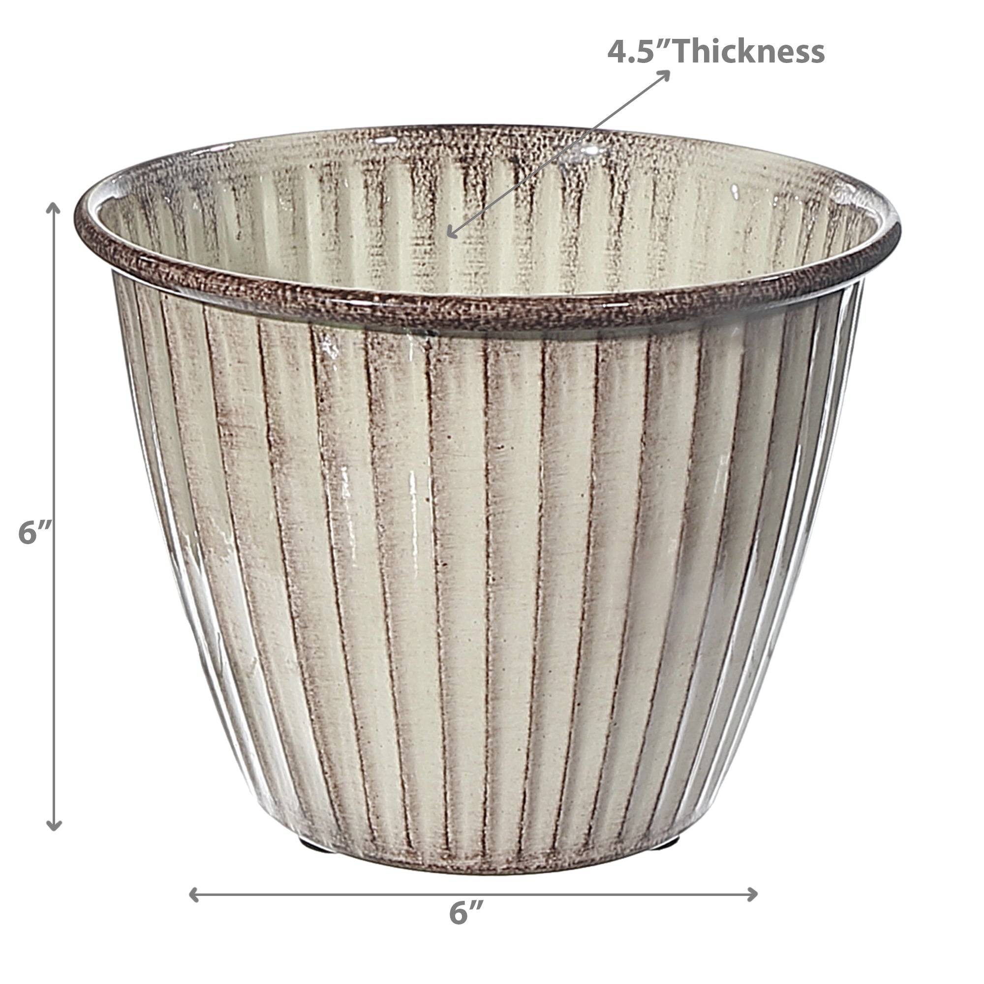 6 Inch Refined Roots Round Planter, Contemporary Indoor Plant Pot, Decorative Home Accent, Set of 2