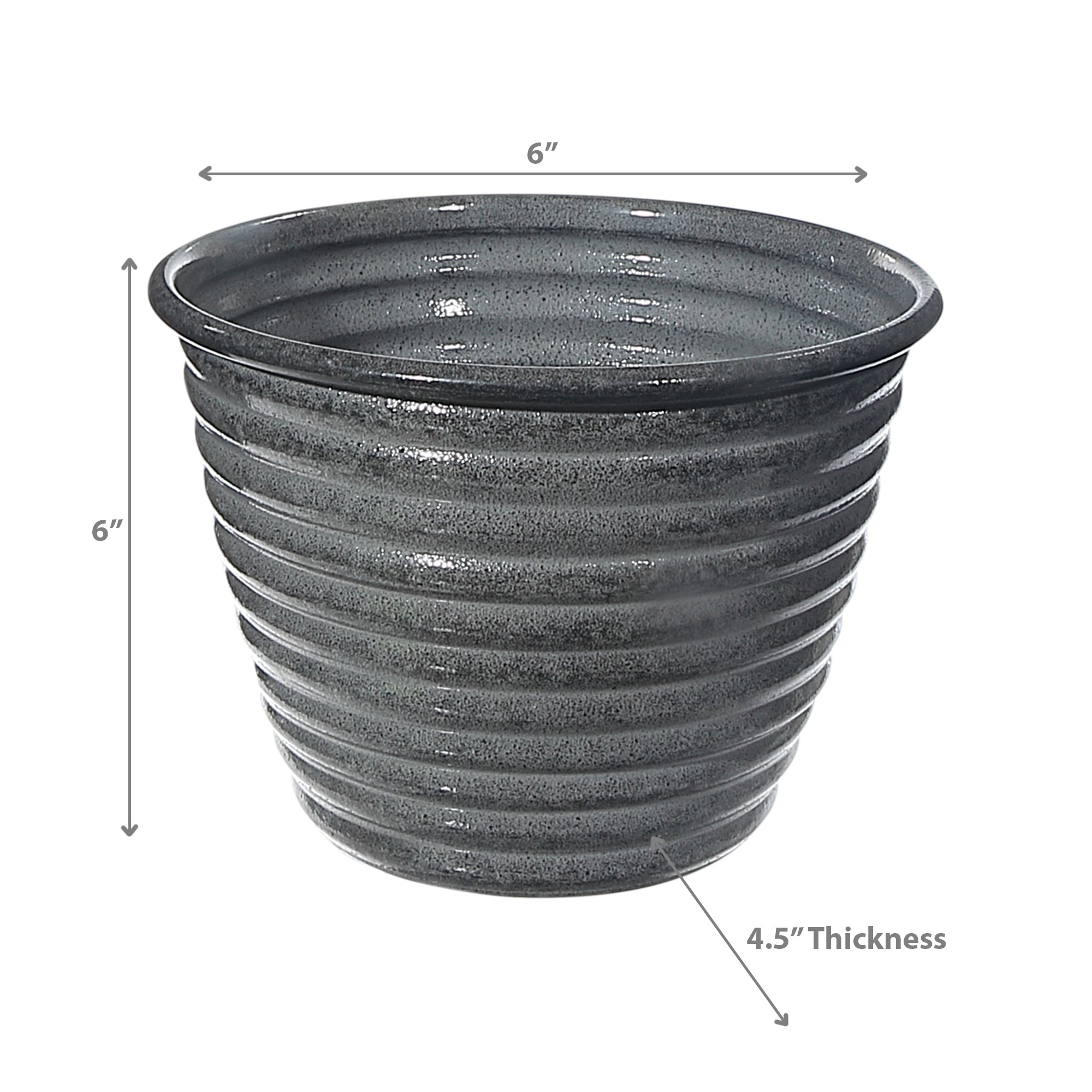 6 Inch Classic Bloom Round Planter, Ceramic Indoor Flower Pot, Home Decor Accent, Set of 2