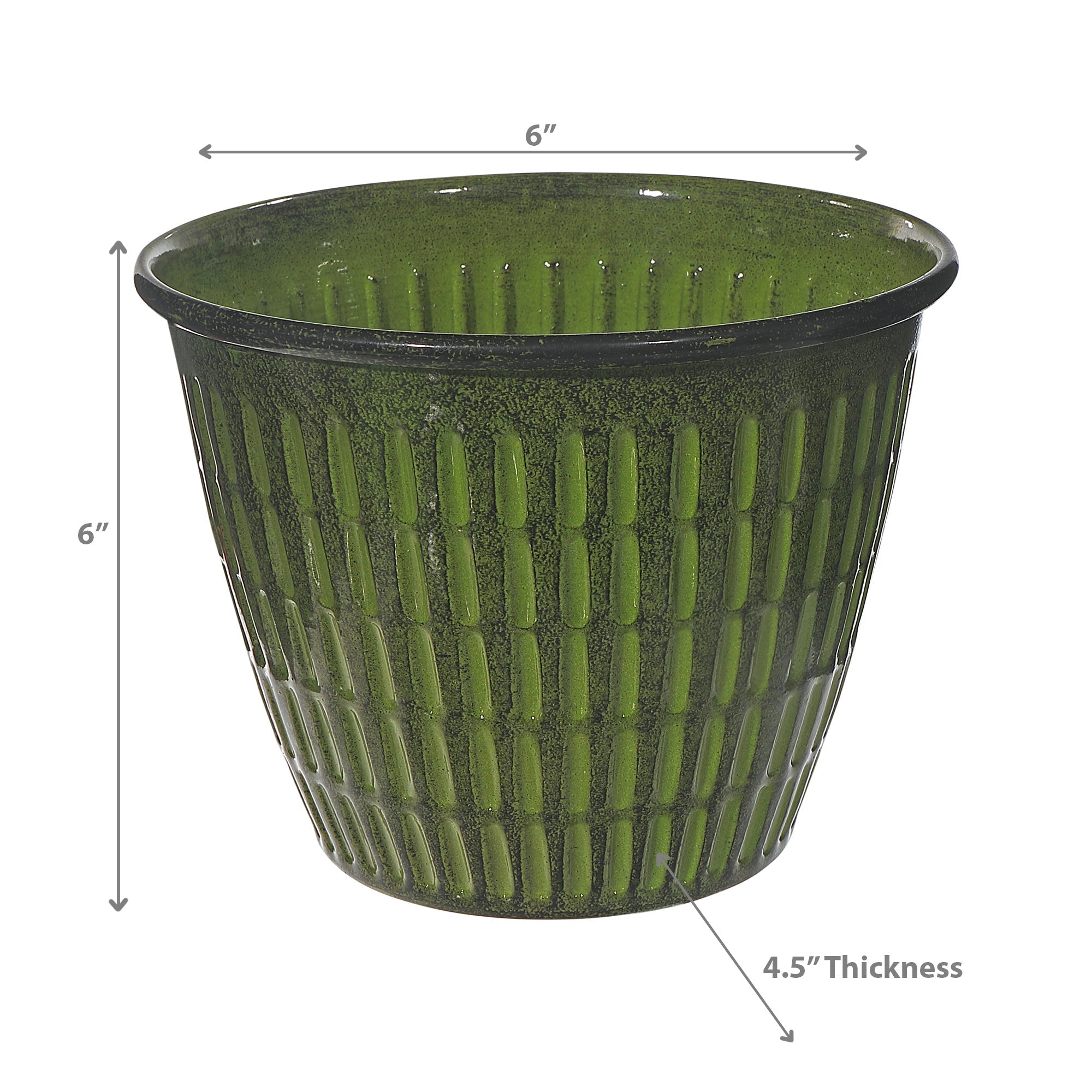 6 Inch Vibrant Verde Round Planter, Modern Indoor Outdoor Plant Pot, Decorative Flower Container, Set of 2