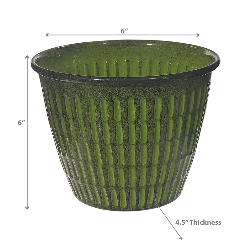 6" Vibrant Verde Round Planter - Set of 2