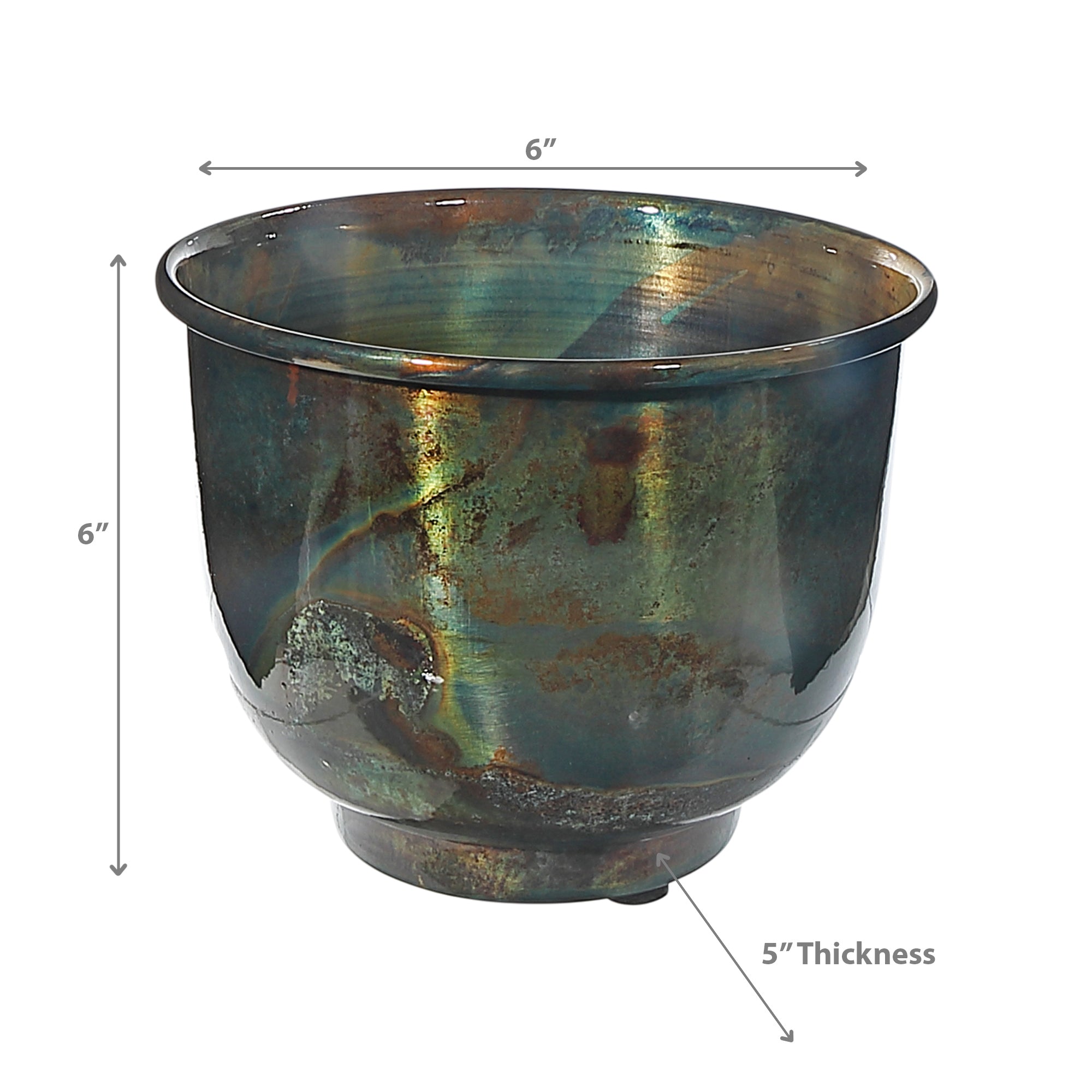 6 Inch Vintage Roots Round Planter, Rustic Indoor Plant Pot, Decorative Garden Container, Farmhouse Home Decor, Set of 2