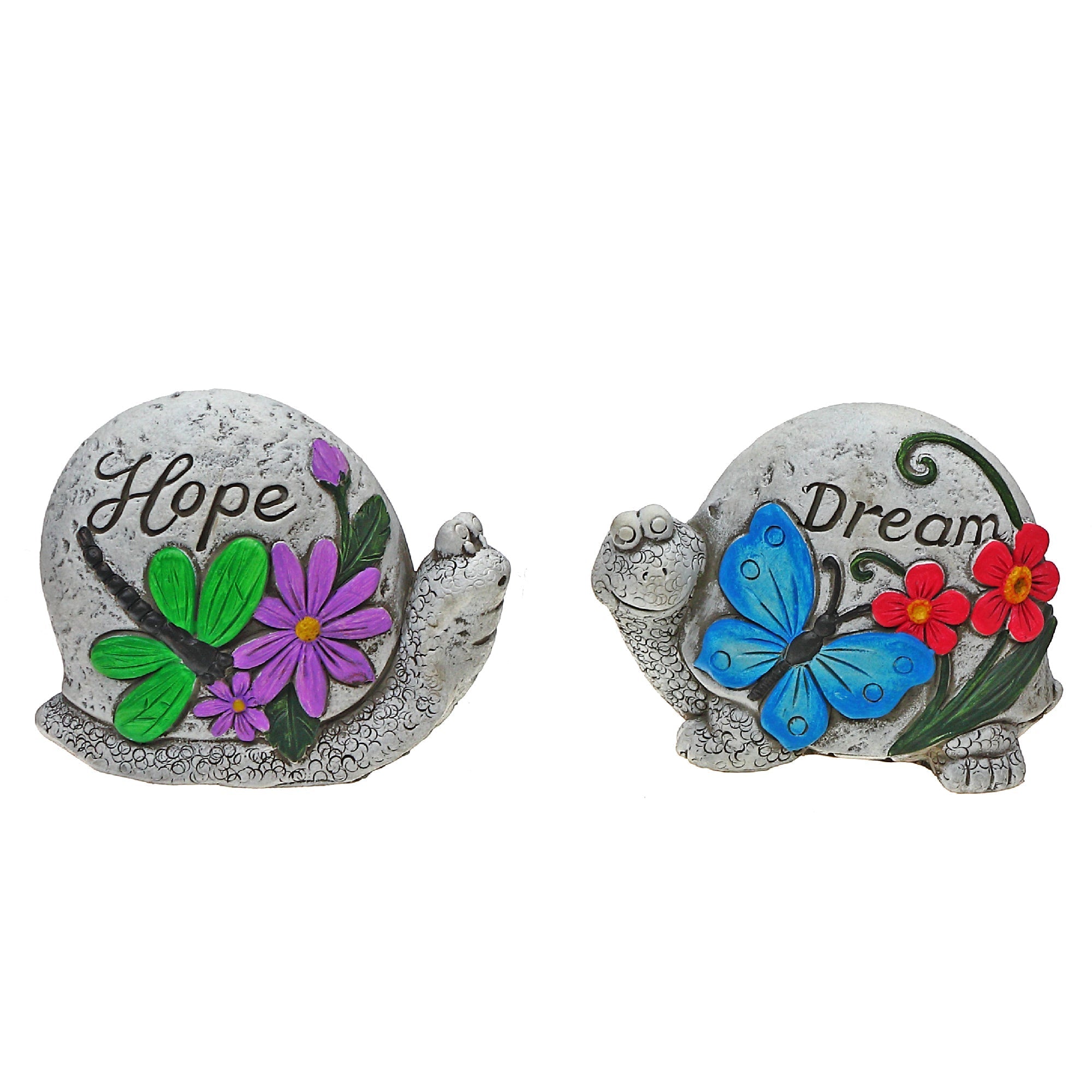 Garden Stone Crawlers Snail & Turtle Assorted Set Of 2, Outdoor Garden Decor, Lawn Accent